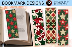 Red &amp; Green Knitted Stars PNG Bookmark Sublimation Designs Product Image 1