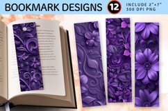3D Violet Floral PNG Bookmark Sublimation Des Product Image 1