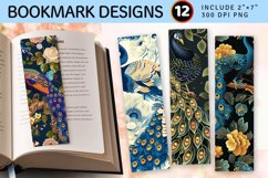 Floral Peacock PNG Bookmark Sublimation Design Product Image 1