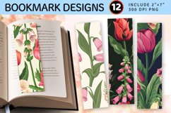 Tulip and Foxglove PNG Bookmark Sublimation Design Product Image 1