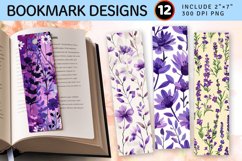 Purple Wildflowers PNG Bookmark Sublimation Designs Product Image 1