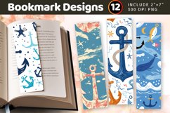 Oceans &amp; Anchors Summer PNG Bookmark Sublimation Designs Product Image 1