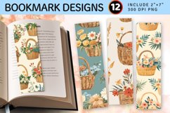 Floral Cottagecore Baskets PNG Bookmark Sublimation Des Product Image 1