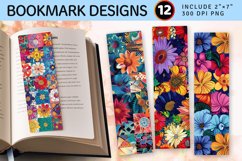 Craft Quilt Flowers Fabric PNG Bookmark Sublimation Des Product Image 1