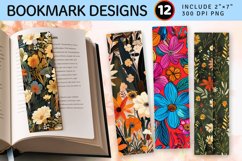 Boho Flowers Garden PNG Bookmark Sublimation Designs Product Image 1