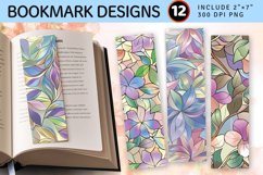Pastel Floral Stained Glass PNG Bookmark Sublimation Designs Product Image 1