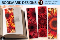 Vibrant Red Sunflower PNG Bookmark Sublimation Design Product Image 1
