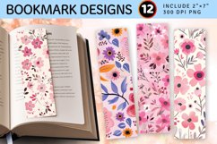 Tiny Pink Boho Floral PNG Bookmark Sublimation Designs Product Image 1