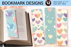 Cute Pastel Hearts PNG Bookmark Sublimation Designs Product Image 1