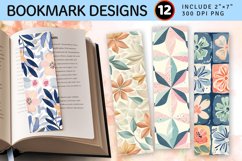 Pastel Blooms Quilt PNG Bookmark Sublimation Design Product Image 1