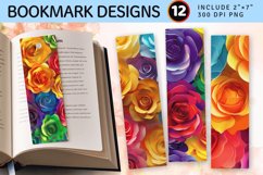 3D Rainbow Roses PNG Bookmark Sublimation Designs Product Image 1