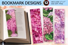 Pink Hydrangeas PNG Bookmark Sublimation Design Product Image 1