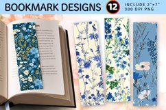 French Blue Garden Wildflowers PNG Bookmark Sublimation Desi Product Image 1