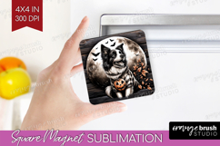 Border Collie Dog Magnet Sublimation Halloween Square Magnet Product Image 1