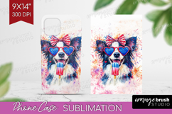 Border Collie Dog Phone Case PNG 4th Of July Case PNG Product Image 1