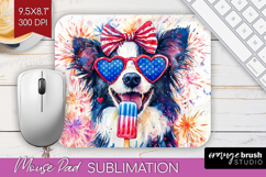 Border Collie Dog Mouse Pad Sublimation 4th Of July Mousepad Product Image 1