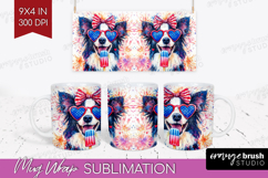 Border Collie Dog Mug Wrap 4th Of July Mug PNG Sublimation Product Image 1