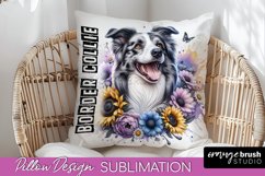 Dog Pillow Cover - Dog Mom Floral Pillow Sublimation Product Image 1