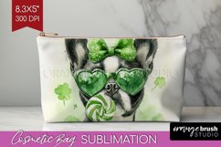 Boston Terrier St. Patricks Day Dog Cosmetic Bag Dog Makeup Product Image 1