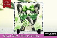 Boston Terrier St. Patricks Day Dog Slate PNG Dog Square Product Image 1