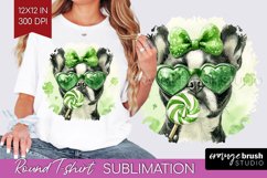 Boston Terrier St. Patricks Day Dog Round Tshirt Background Product Image 1