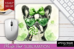 Boston Terrier St. Patricks Day Dog Mouse Pad Sublimation Product Image 1