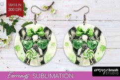 Boston Terrier St. Patricks Day Dog Round Earrings Dog PNG Product Image 1