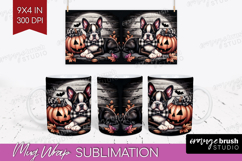 Boston Terrier Dog Mug Wrap Halloween Mug PNG Sublimation Product Image 1