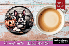 Boston Terrier Dog Round Coaster Halloween Coaster PNG Product Image 1