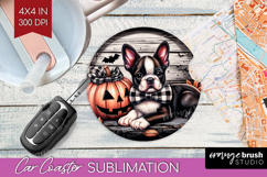 Boston Terrier Dog Car Coaster Halloween Coaster PNG Product Image 1