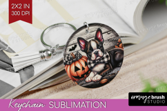 Boston Terrier Dog Keychain PNG Halloween Keychain Product Image 1