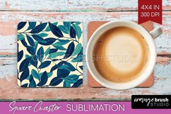 Eucalyptus Leaves Square Coaster - Bonanical Coaster PNG Product Image 1