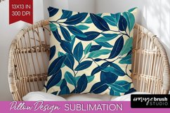 Eucalyptus Leaves Pillow Sublimation - Botanical Pillow PNG Product Image 1