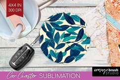 Eucalyptus Leaves Car Coaster - Botanical Coaster PNG Product Image 1