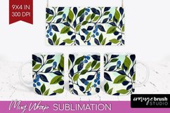 Eucalyptus Leaves Mug Wrap - Botanical Mug PNG Sublimation Product Image 1