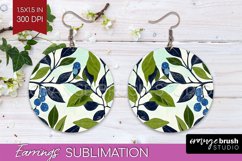 Eucalyptus Leaves Round Earrings - Bonanical PNG Sublimation Product Image 1