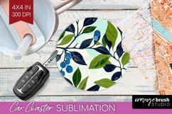 Eucalyptus Leaves Car Coaster - Botanical Coaster PNG Product Image 1