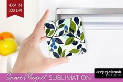 Eucalyptus Leaves Magnet Sublimation - Botanical Square PNG Product Image 1