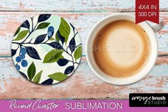 Eucalyptus Leaves Round Coaster - Bonanical Coaster PNG Product Image 1
