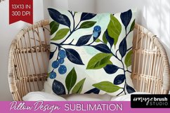 Eucalyptus Leaves Pillow Sublimation - Botanical Pillow PNG Product Image 1