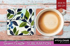 Eucalyptus Leaves Square Coaster - Bonanical Coaster PNG Product Image 1