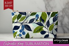 Eucalyptus Leaves Cosmetic Bag - Botanical Makeup Bag PNG Product Image 1
