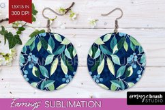 Eucalyptus Leaves Round Earrings - Bonanical PNG Sublimation Product Image 1