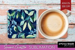 Eucalyptus Leaves Square Coaster - Bonanical Coaster PNG Product Image 1