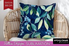 Eucalyptus Leaves Pillow Sublimation - Botanical Pillow PNG Product Image 1