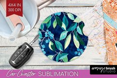 Eucalyptus Leaves Car Coaster - Botanical Coaster PNG Product Image 1