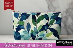 Eucalyptus Leaves Cosmetic Bag - Botanical Makeup Bag PNG Product Image 1