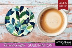 Eucalyptus Leaves Round Coaster - Bonanical Coaster PNG Product Image 1