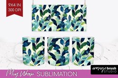 Eucalyptus Leaves Mug Wrap - Botanical Mug PNG Sublimation Product Image 1