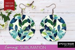 Eucalyptus Leaves Round Earrings - Bonanical PNG Sublimation Product Image 1